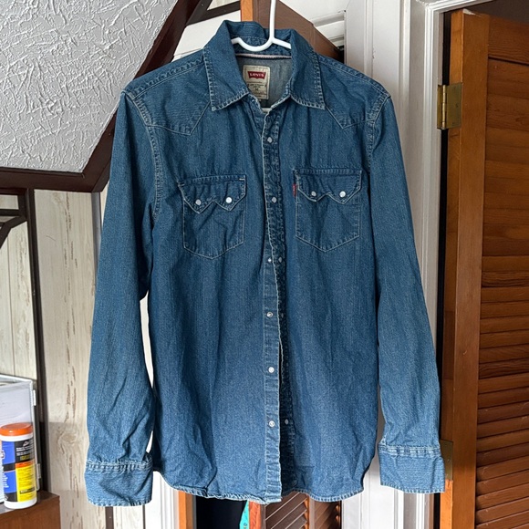 Levi's Indigo Denim Long Sleeve Shirt (vintage) - Picture 1 of 2